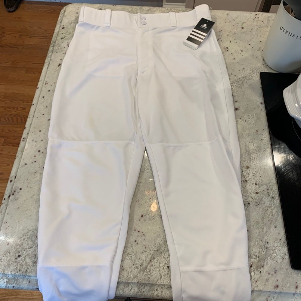 Adidas White Baseball Pants sz L NWT
